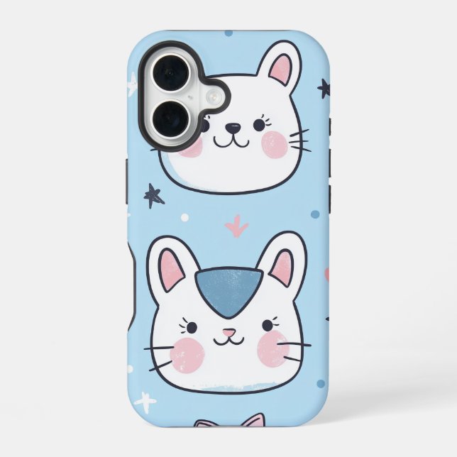 Kawaii Kitty Liebe Anime Phone Case iPhone 16 Hülle (Rückseite)