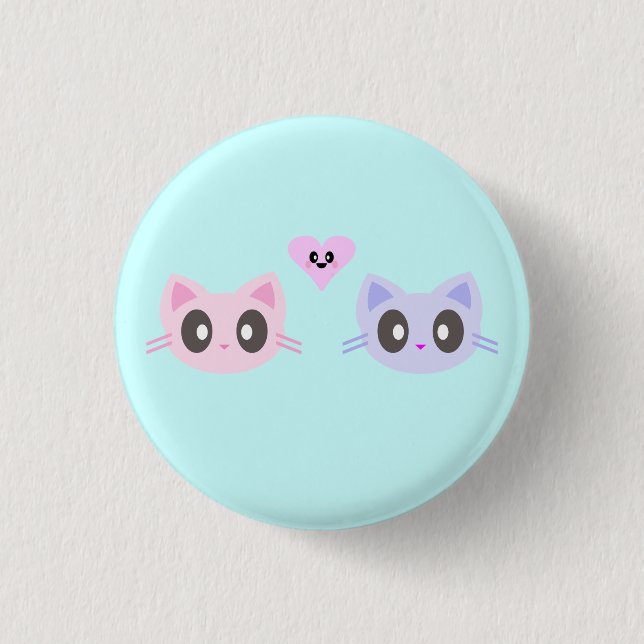 kawaii kitty Liebe Button (Vorderseite)