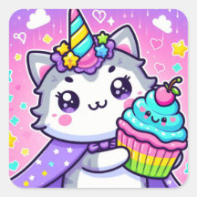 Kawaii Kitty mit cupcake Geburtstag