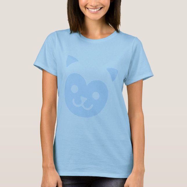 Kawaii Kitty Smile Face Blue T-Shirt (Vorderseite)