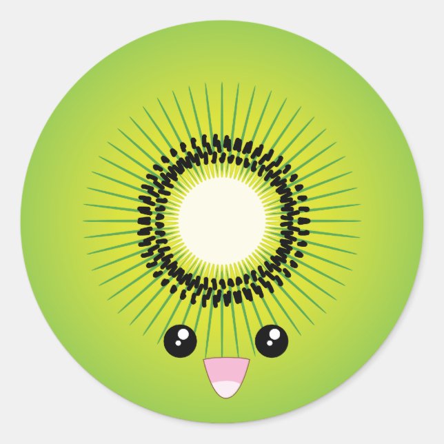Kawaii Kiwi Runder Aufkleber (Vorderseite)