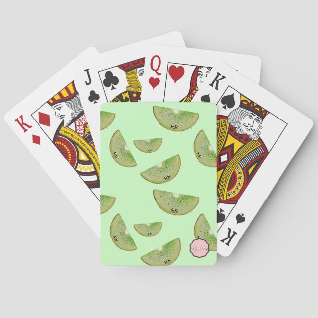 Kawaii Kiwi Slice Pattern Spielkarten (Rückseite)