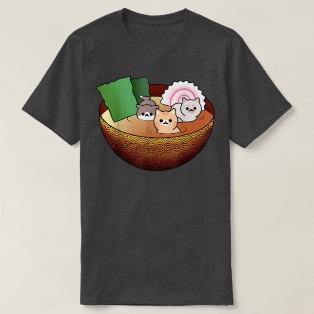 Kawaii kleine Katzen in der Suppe, Funny anime Kat T-Shirt (Design vorne)