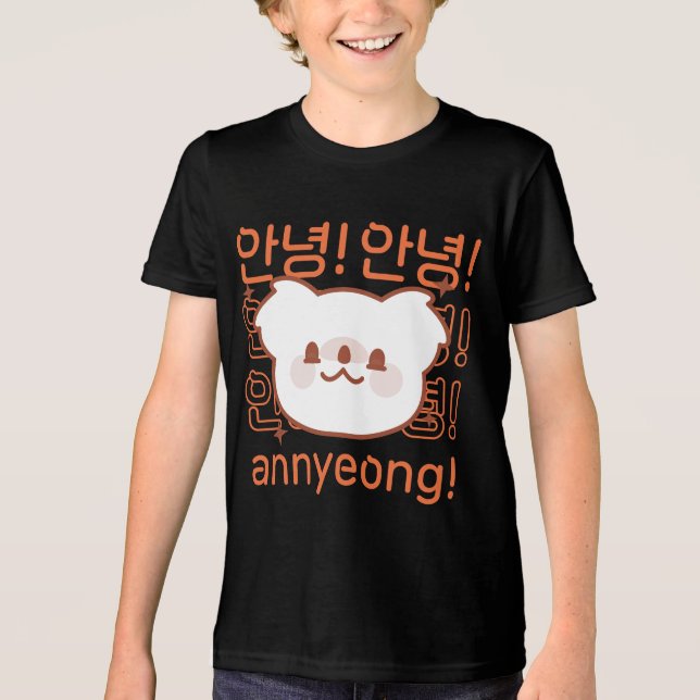 Kawaii Koala Grußwort KDrama Tri-Blend Shirt (Vorderseite)