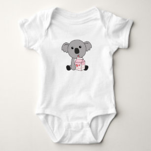 Kawaii Koala Retro Japanische Erdbeere Milkshake Baby Strampler