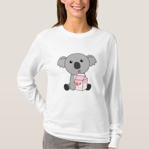 Kawaii Koala Retro Japanische Erdbeere Milkshake T-Shirt