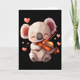 Kawaii Koala spielt Geige Grafik für Valentinstag Karte