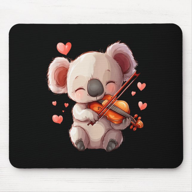 Kawaii Koala spielt Violine Grafik für Valentinsta Mousepad (Vorne)