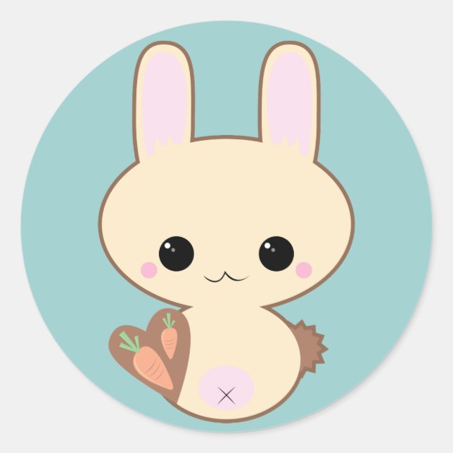 Kawaii Kokeshi Bunny Sticker (Vorderseite)