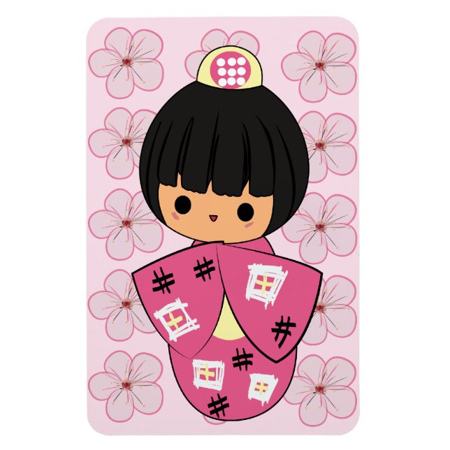 Kawaii Kokeshi Doll Magnet (Vertikal)
