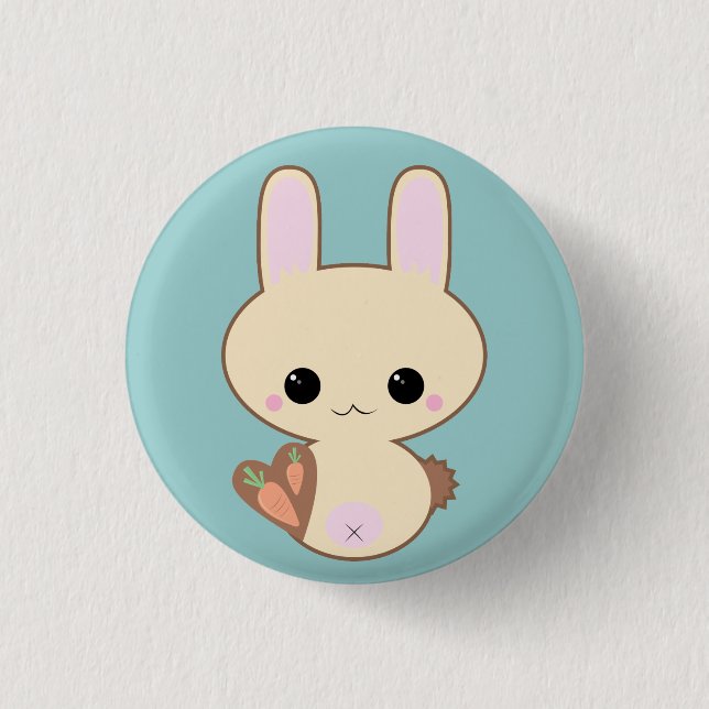 Kawaii Kokeshi Häschen-Button Button (Vorderseite)