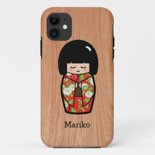 Kawaii Kokeshi Japanische Puppe in Red Kimono auf Case-Mate iPhone Hülle