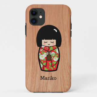 Kawaii Kokeshi Japanische Puppe in Red Kimono auf Case-Mate iPhone Hülle