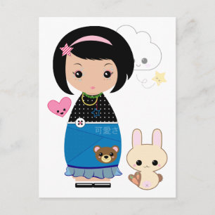 Kawaii Kokeshi Postcard Postkarte