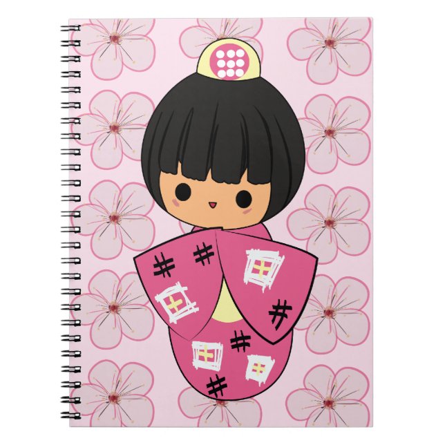 Kawaii Kokeshi Puppennotizbuch Notizblock (Vorderseite)