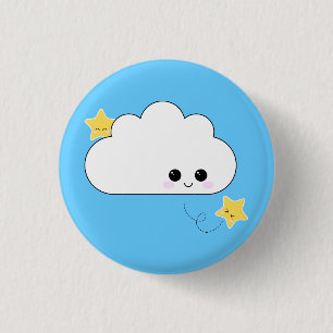 Kawaii Kokeshi Wolken-Button Button