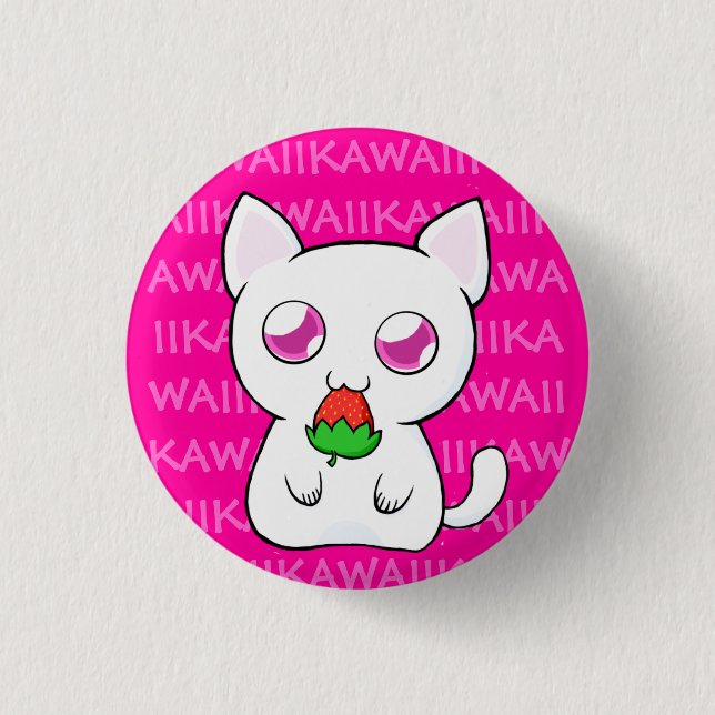 Kawaii Koneko Knopf Button (Vorderseite)