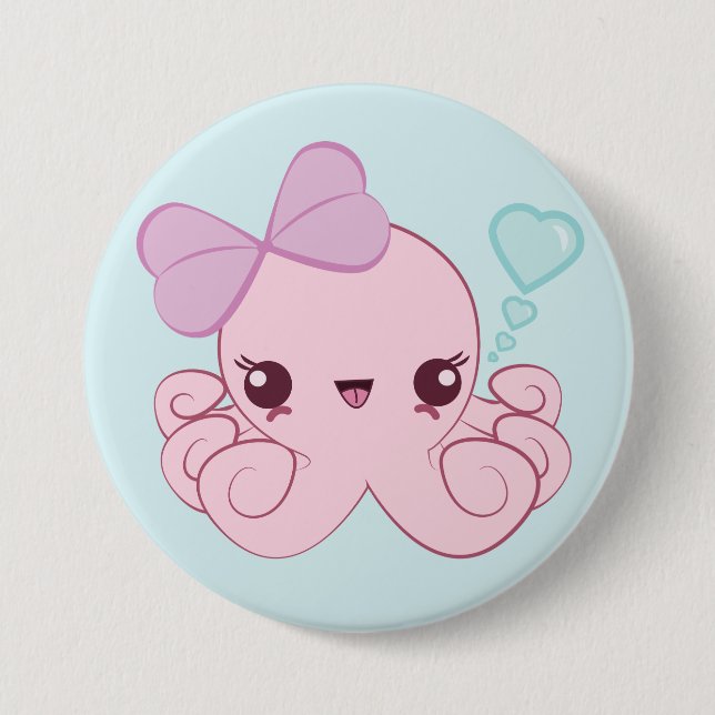 Kawaii Kraken-Knopf Button (Vorderseite)