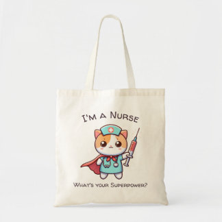 Kawaii Krankenpflegeschirr mit Superhero Katze Tragetasche