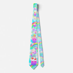 Kawaii Krawatte mit Pastellregenbogen und kleinen