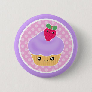 Kawaii Kuchen-Erdbeere Button