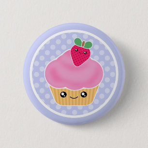 Kawaii Kuchen-Erdbeere Button