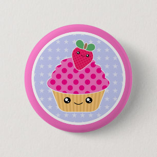 Kawaii Kuchen-Erdbeere Button