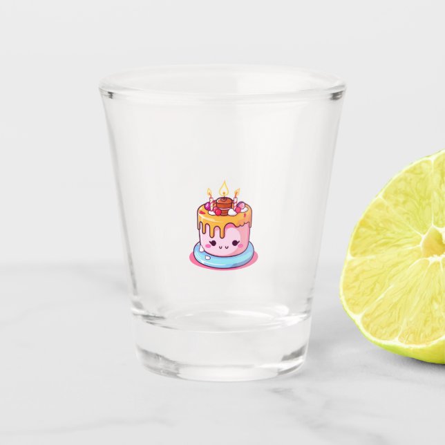 Kawaii Kuchenglas, süße runde  Schnapsglas (Vorderseite)