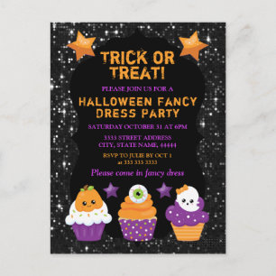 Kawaii Kürbis Augapfel Geist Cupcakes Halloween Postkarte