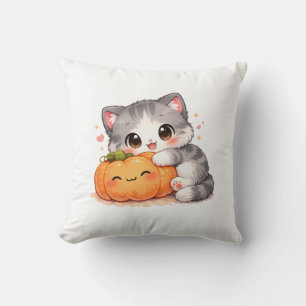 Kawaii Kürbis Knuddelkatze – Süße gemütliche Herbs Kissen