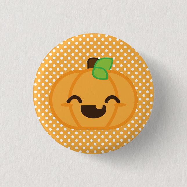 Kawaii Kürbislaterne Pumpkin Button (Vorderseite)