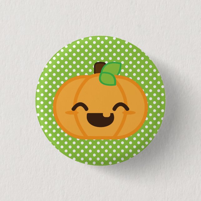 Kawaii Kürbislaterne Pumpkin Button (Vorderseite)