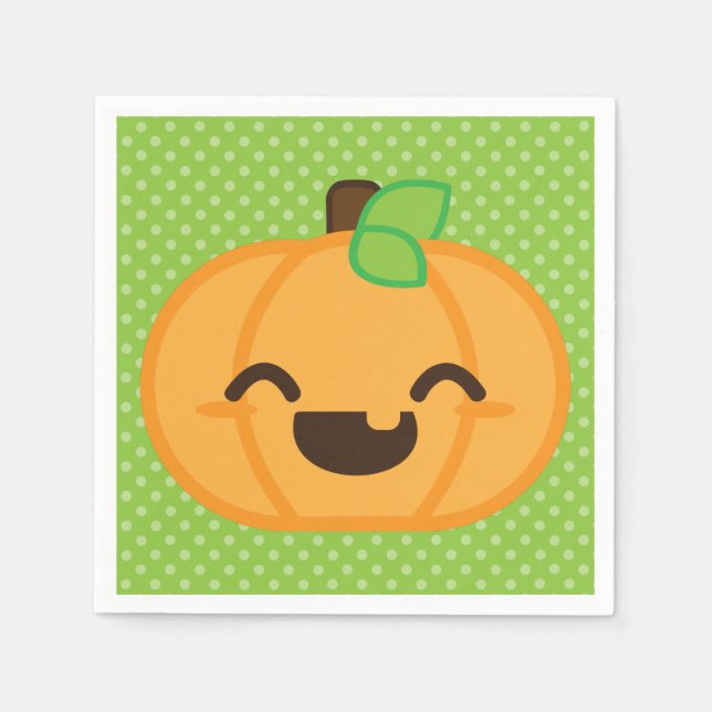 Kawaii Kürbislaterne Pumpkin Napkins Serviette (Vorderseite)