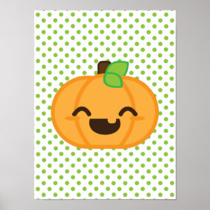 Kawaii Kürbislaterne Pumpkin Poster Print