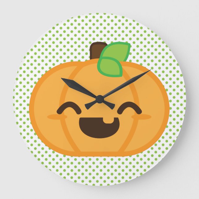 Kawaii Kürbislaterne Pumpkin Wall Clock Große Wanduhr (Vorderseite)