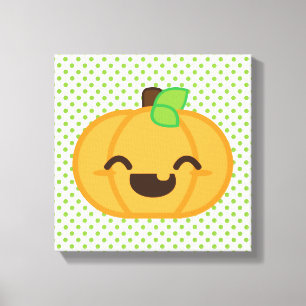 Kawaii Kürbislaterne Pumpkin Wrapped Canvas Leinwanddruck
