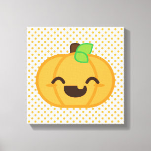Kawaii Kürbislaterne Pumpkin Wrapped Canvas Leinwanddruck