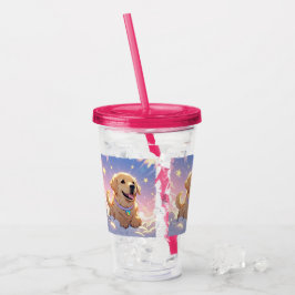 Kawaii Labrador Retriever sky & stars Acryltrinkbecher