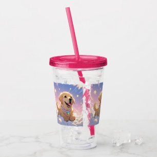 Kawaii Labrador Retriever sky & stars Acryltrinkbecher