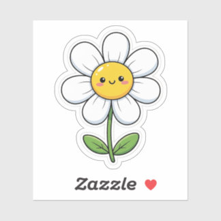 Kawaii lächelnde Gänseblümchen-Blumenaufkleber süß Aufkleber
