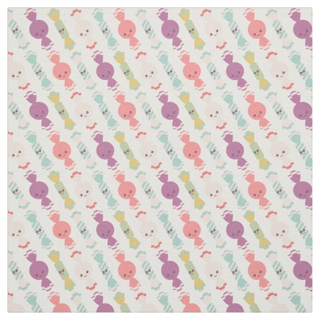 Kawaii lächelt Candy All-Over-Muster Stoff (Muster)