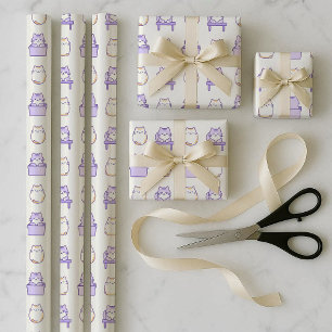 Kawaii Lavendel-Katze Chonky-Geschenkpapier-Set Geschenkpapier Set