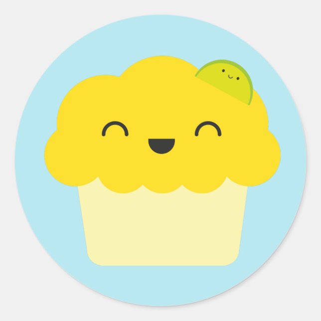 Kawaii Lemon und Limoner Cupcake Runder Aufkleber (Vorderseite)