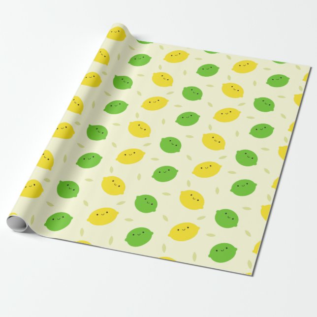 Kawaii Lemons & Limes Geschenkpapier (Ungerollt)