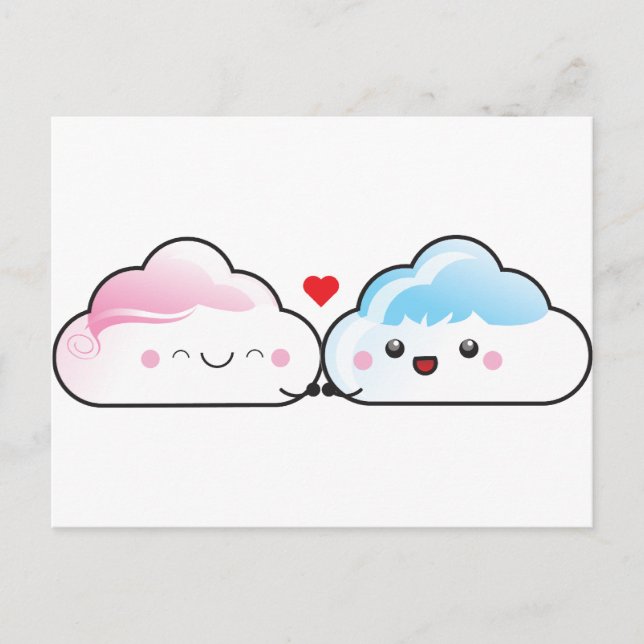 Kawaii Liebe Clouds Postkarte (Vorderseite)