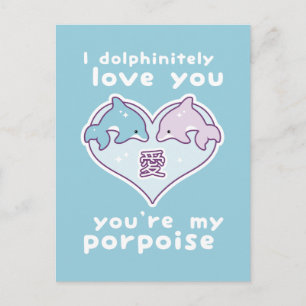 Kawaii Liebe Dolphins Postkarte