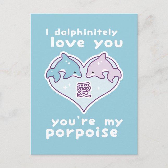 Kawaii Liebe Dolphins Postkarte (Vorderseite)