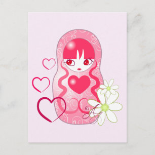 Kawaii Liebe Matryoshka Postkarte