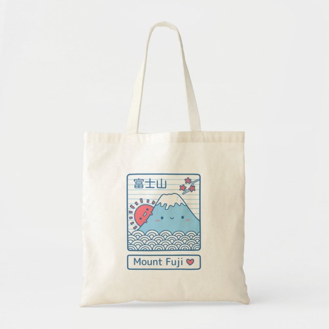 Kawaii Liebe Mount Fuji und Sun Japan Doodle Tragetasche (Vorne)