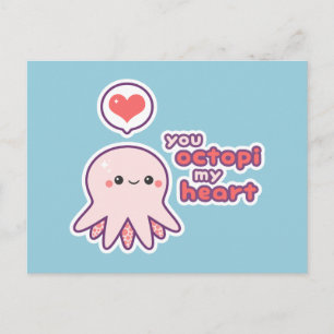 Kawaii-Liebe Octopus Postkarte
